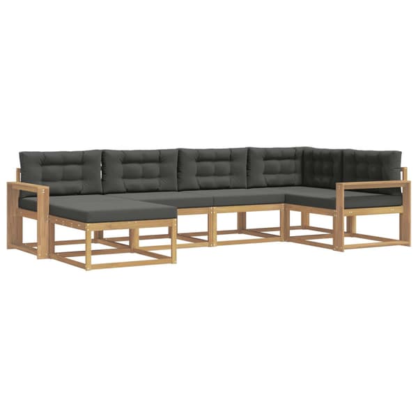 Utomhussoffset med kudde 5 pcs Vit och antracit Polyester