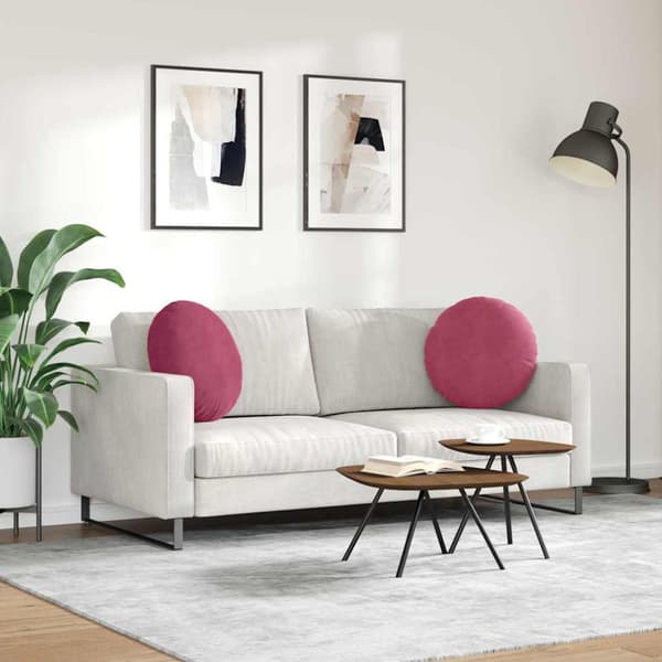 Sittkuddar 2 pcs Vinröd Ø50 x 19 cm Sammet