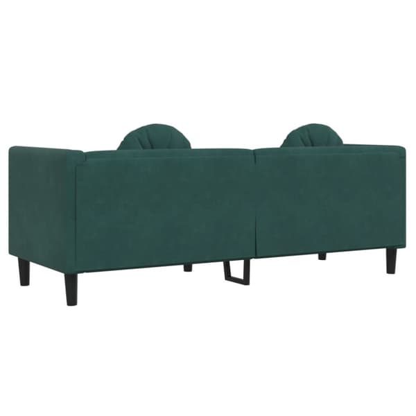 Soffa med kuddar 3-sits mörkgrön sammet
