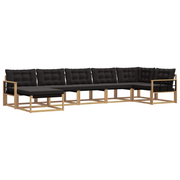 Utomhussoffset med kudde 7 pcs Vit och svart