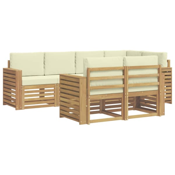 Utomhussoffset 7 pcs Vit och grädde 251 x 132,5 x 73 cm