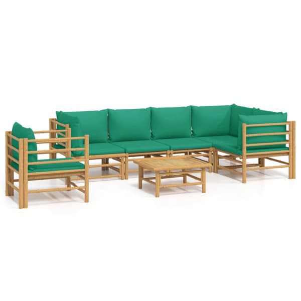 Loungegrupp 7 delar gröna dynor bambu