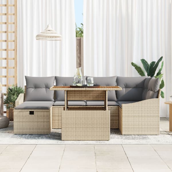 Trädgårdsoffset 7 st Beige konstrotting