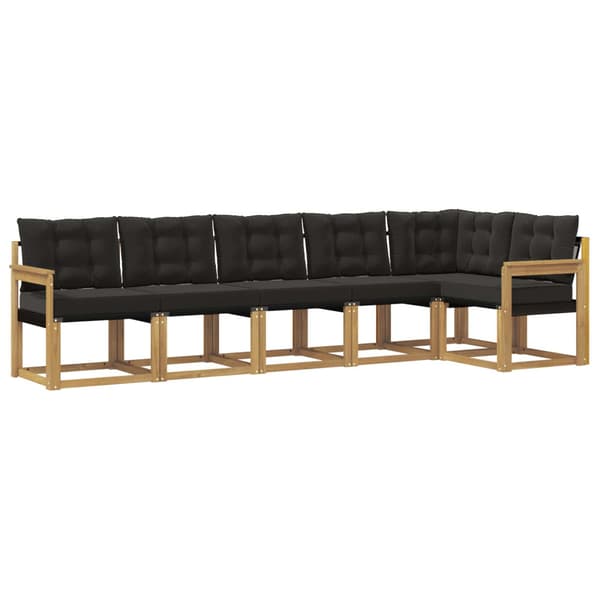 Utomhussoffset med kudde 6 pcs Vit och svart