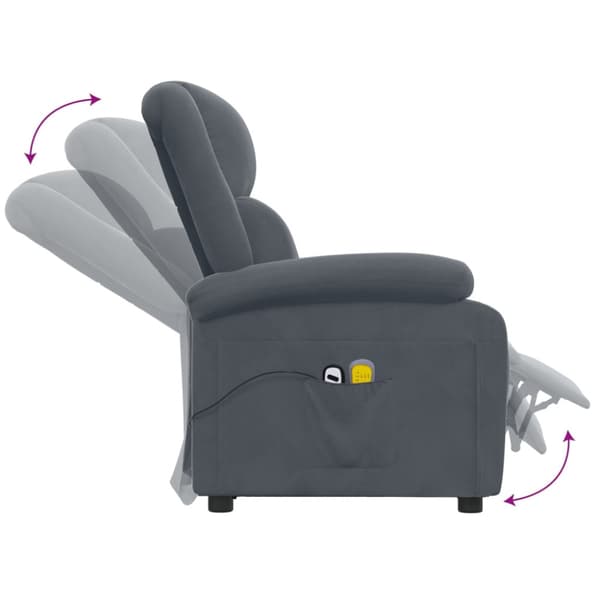 Elektrisk massagefåtölj mörkgrå sammet