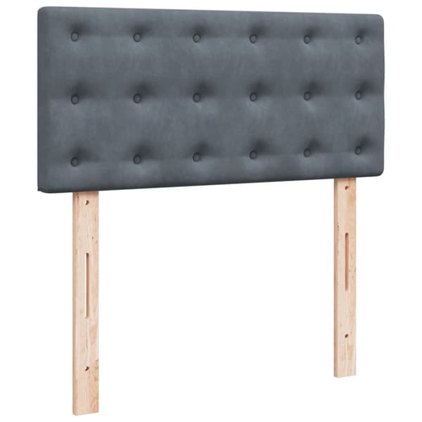 Ramsäng med madrass mörkgrå 90x190 cm sammet