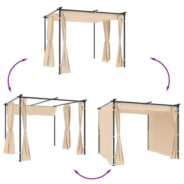 Paviljong med draperi 3x3 m gräddvit stål