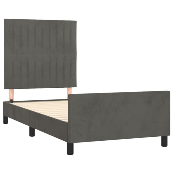 Sängram utan madrass mörkgrå 90x200 cm sammet