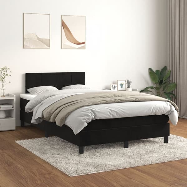 Ramsäng med madrass svart 120x190 cm sammet
