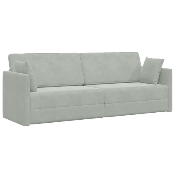 Golvbäddsoffa Ljusgrå 213 x 70 x 77 cm Sammet