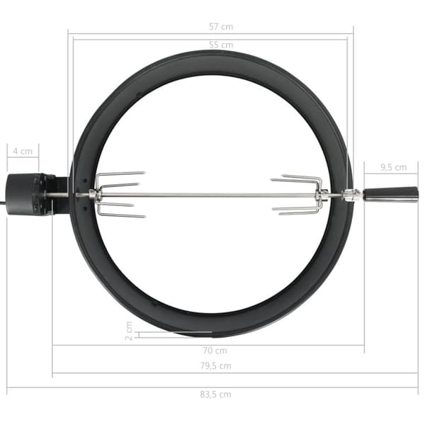 Rotisserieset med ring grill 57 cm svart