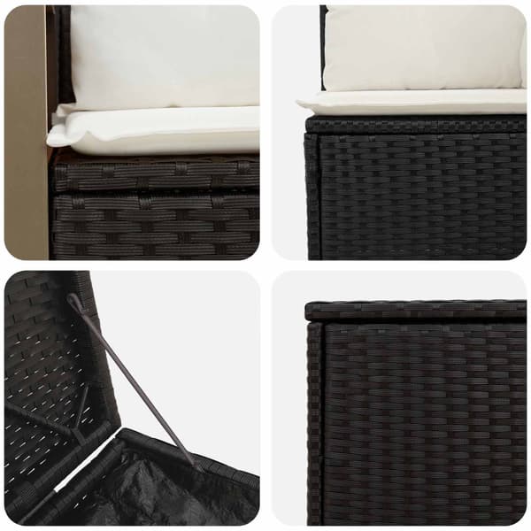 Soffset 7 pcs Svart och krämvit Poly Rattan och stål