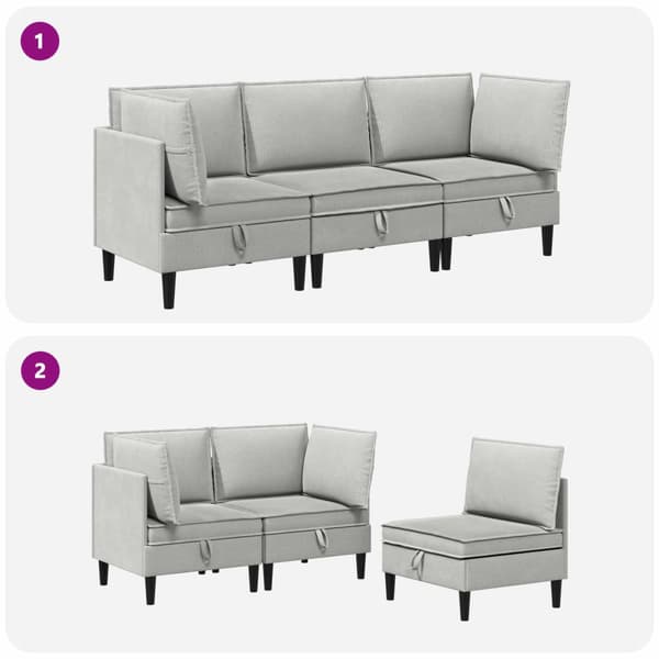 Möbelset för vardagsrummet 3 pcs Ljusgrå Tyg