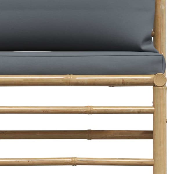 Loungegrupp för trädgården med mörkgråa dynor 2 delar bambu