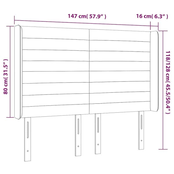 Sänggavel LED grön 147x16x118/128 cm sammet