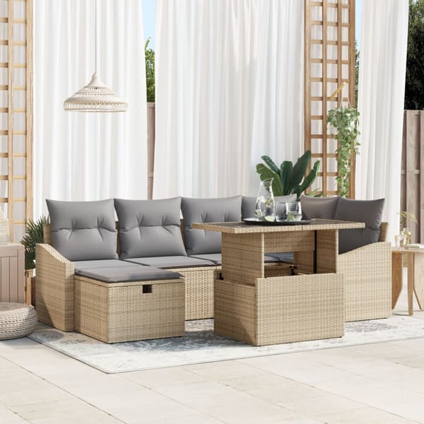 Trädgårdsoffset 7 st Beige konstrotting