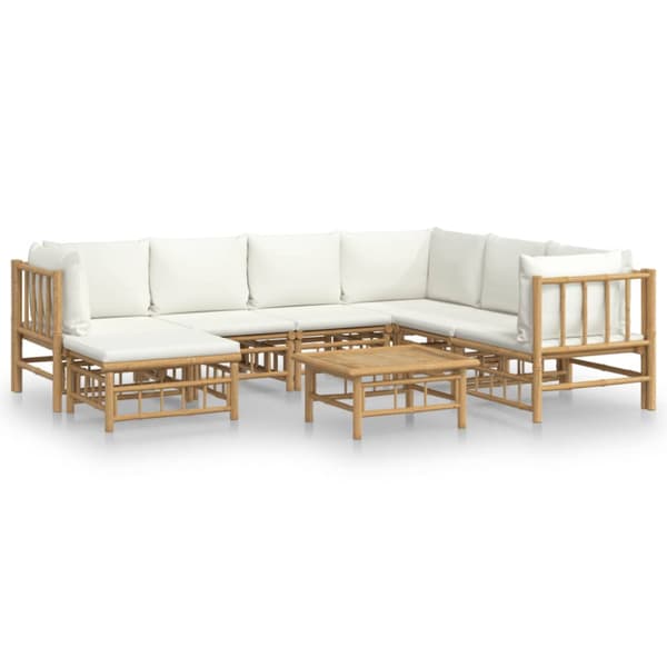 Loungegrupp 8 delar gräddvita dynor bambu