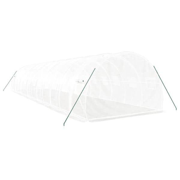 Växthus med stålram vit 36 m² 12x3x2 m