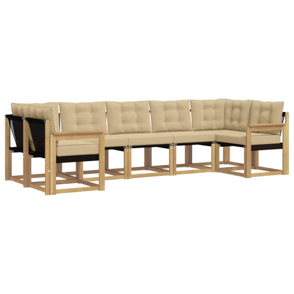Utomhussoffset med kudde 7 pcs Vit och Beige
