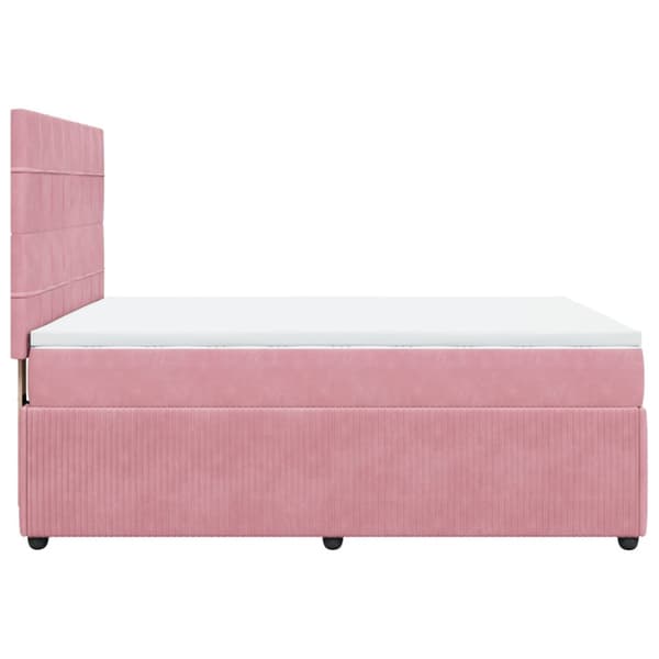 Ramsäng med madrass rosa 160x200 cm sammet