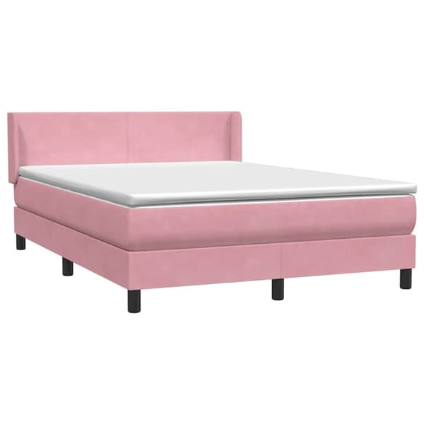Ramsäng med madrass rosa 160x210 cm sammet
