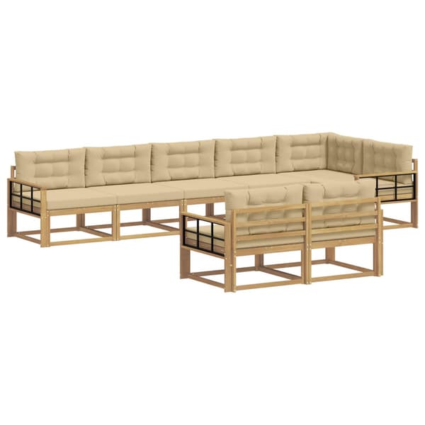 Utomhussoffset med kudde 6 pcs Vit och Beige Polyester