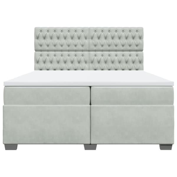 Ramsäng med madrass ljusgrå 200x200 cm sammet