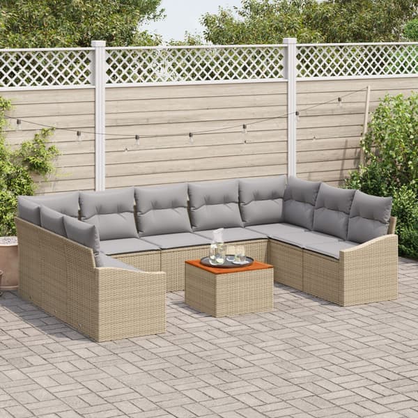 Trädgårdsoffset 10 pcs Beige och Ljusgrå konstrotting