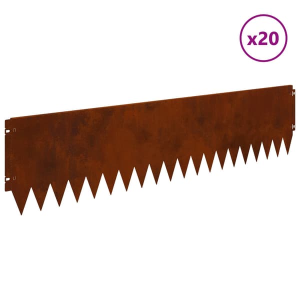 Kant för gräsmatta 20 pcs 103 x 25 cm Stål Rostig