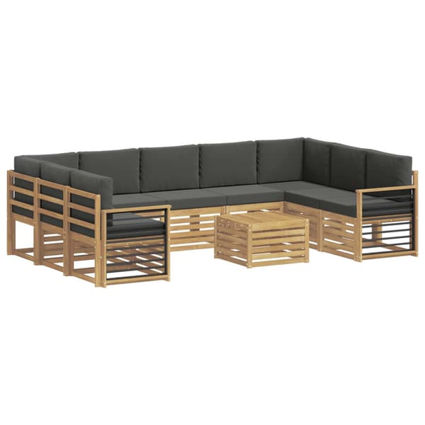 Utomhussoffset 8 pcs Vit och Antracit 59 x 59 x 37 cm Polyester