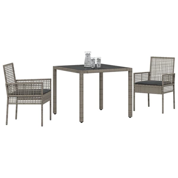 Trädgårdsmöbelset 3 pcs Grå konstrotting