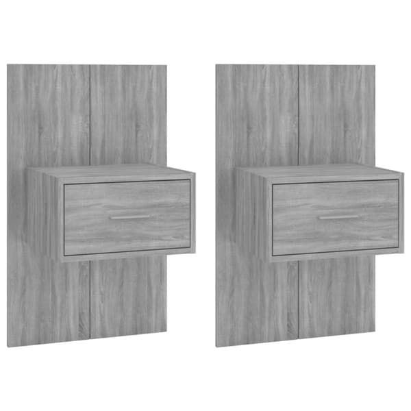 Väggmonterade sängbord 2 st grå sonoma