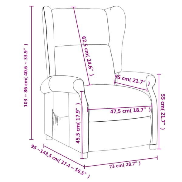 Reclinerfåtölj mörkgrå tyg