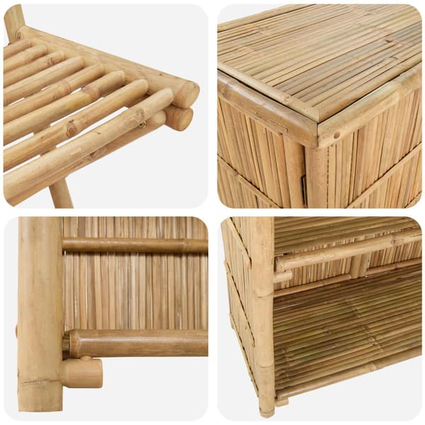 Utebarbord och stolar 3 st Naturlig Bambu
