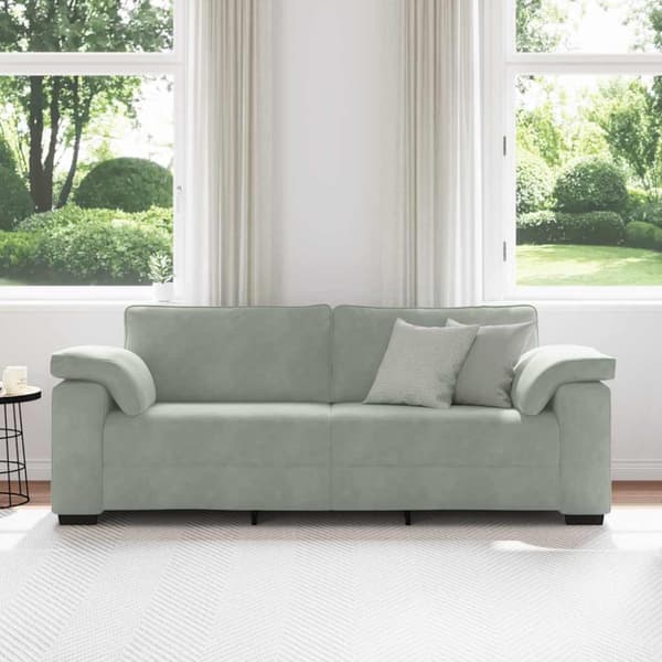 3-sitssoffa ljusgrå 220x77x82 cm sammet
