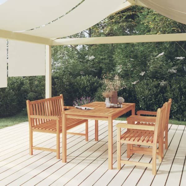 Matgrupp för trädgården 4 delar massiv teak