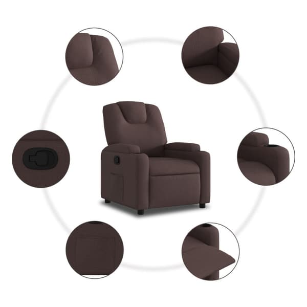 Reclinerfåtölj mörkbrun tyg