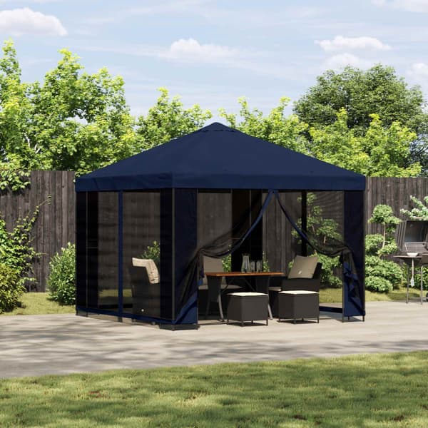 Paviljong 3 x 3 m Blå Polyester och Stål 190 gsm