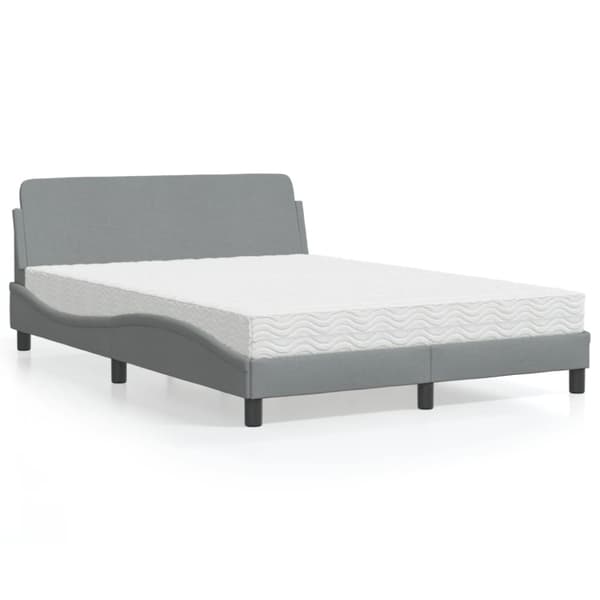 Bed with Mattress "Dover" Light Grey 140x190 cm Fabric