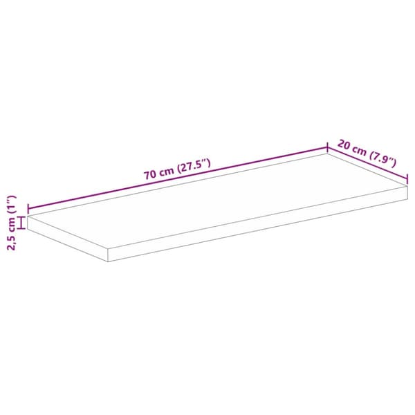 Bordsskiva 70x20x2,5 cm rektangulär massivt mango-trä