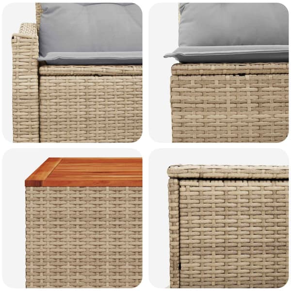 Soffset 6 st Beige och Ljusgrå Poly Rattan och stål