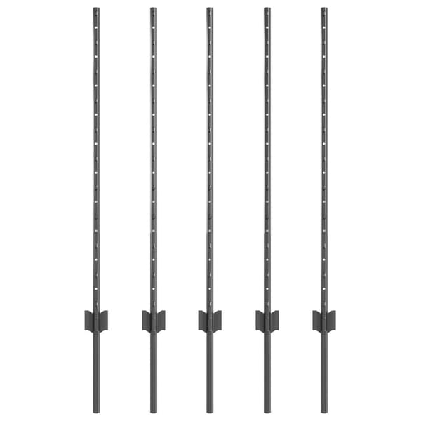 Stängselstolpe 5 pcs Grå 100 cm Stål