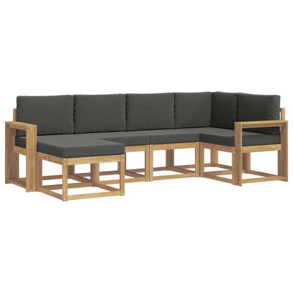 Utomhussoffset med kudde 6 pcs Vit och antracit Polyester