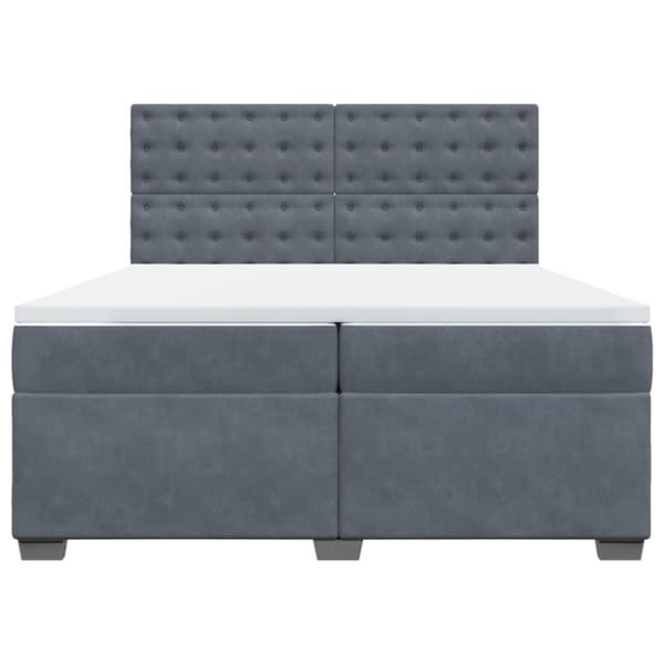 Ramsäng med madrass mörkgrå 200x200 cm sammet
