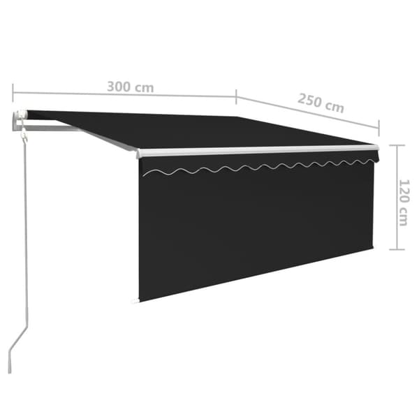 Automatiserad markis vindsensor rullgardin LED 3x2,5m antracit