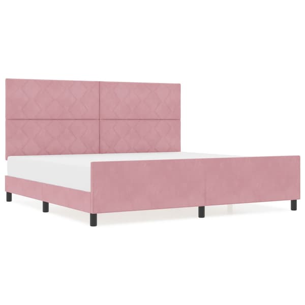 Bäddfjäder med huvudgavel Rosa 200 x 200 cm Sammet
