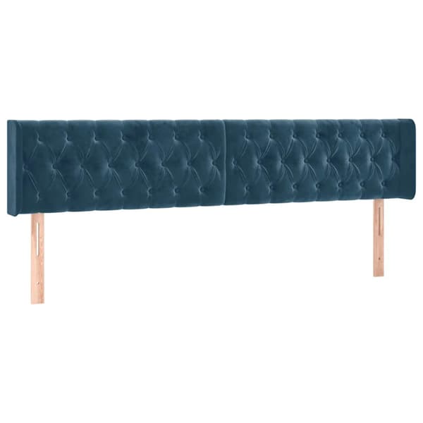 Ramsäng med madrass mörkblå 200x200 cm sammet