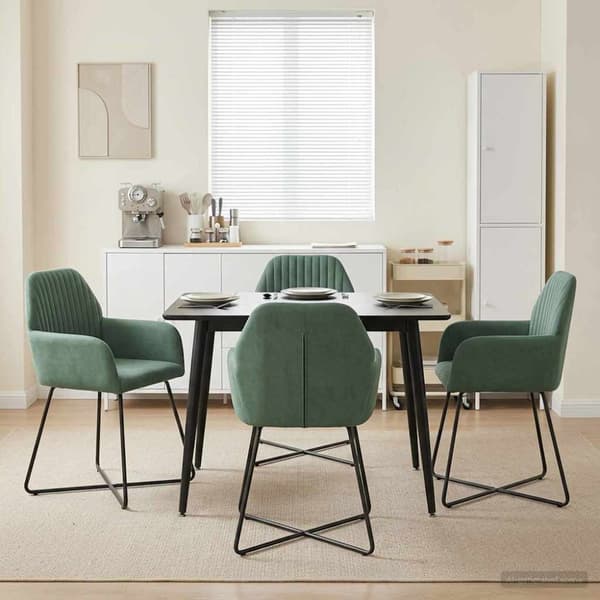 Matstolar 4 pcs Sammet Havgrön 55 x 50 x 84 cm