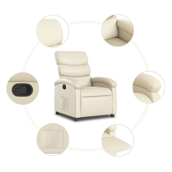 Reclinerfåtölj gräddvit konstläder