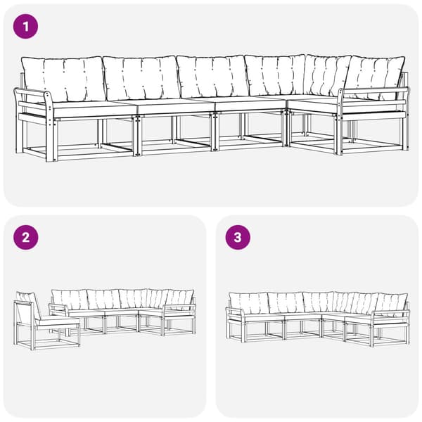 Utomhussoffset med kudde 5 pcs Vit och svart